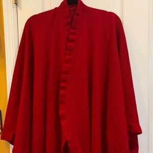 RED WRAP WITH RUFFLE HEM SOFT AND WARM OVERSIZED FITS ALL NO MATERIAL TAGS